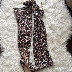 Leopard Print over the knee boots